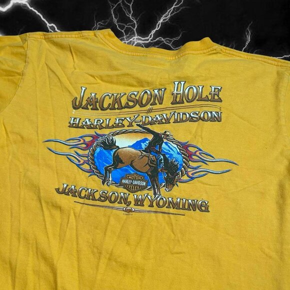 Bike Style Punk Bright Yellow Harley Davidson T - Picture 5 of 5